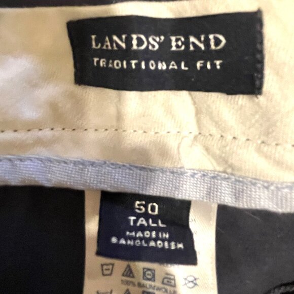 Lands' End Navy Traditional Fit Men's Dress Pant, Size 50 Tall - Picture 2 of 3